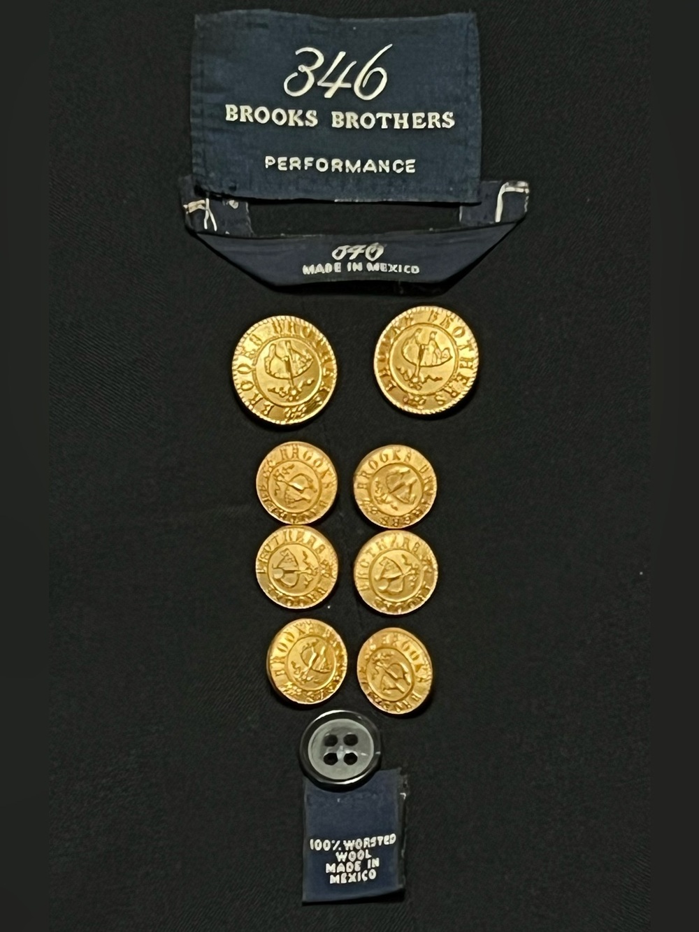 Brooks Brothers 346 Gold Replacement Buttons 9 Golden Fleece Labels Old Money